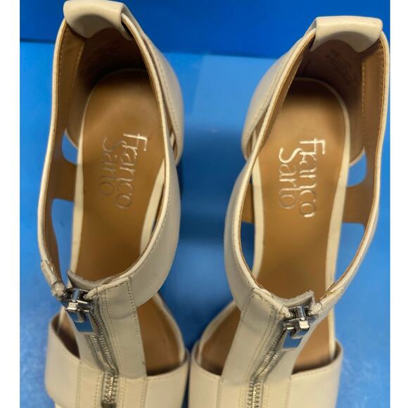 Franco Sarto Women's White Zipper Block Ankle Strap Heels Size 6 M - Picture 7 of 9